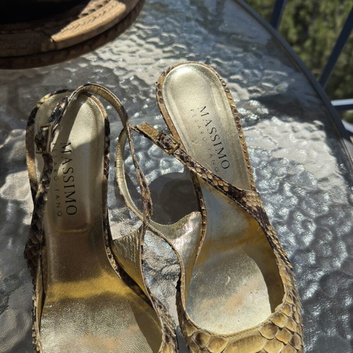 Massimo Vero Cuoio pointed slingback heels size 40 used, elegant gold brown