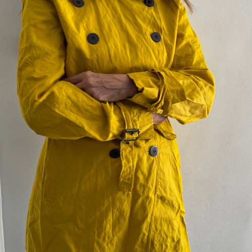 Kenneth Cole trench coat used, yellow, size M
