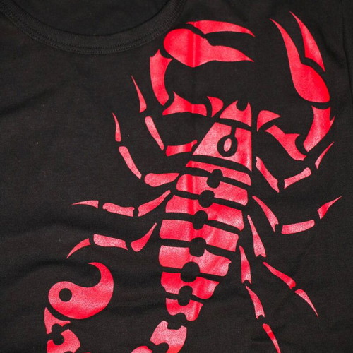 Work T-Shirt Scorpio long sleeve vintage size M black red cotton