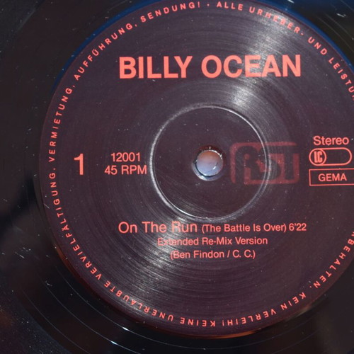 Billy Ocean On the run Maxi Single Extended Remix Version LP like new