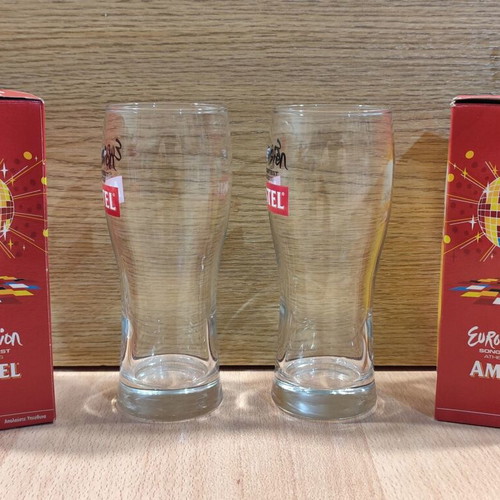 Amstel Eurovision Song Contest Athens 2006 glass set of two new