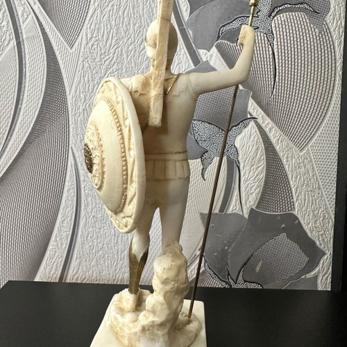Achilles alabaster statue like new, 24 cm tall