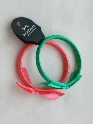 Achilleas accessories set of 2 ribbon bracelets new, green and coral
