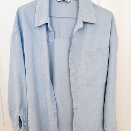 Stradivarius Light Blue Corduroy Shirt Size S Like New