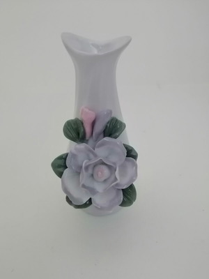 Miniature porcelain vase with 3D floral decoration