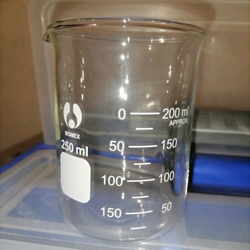 Bomex laboratory glass beaker 250 ml new, transparent