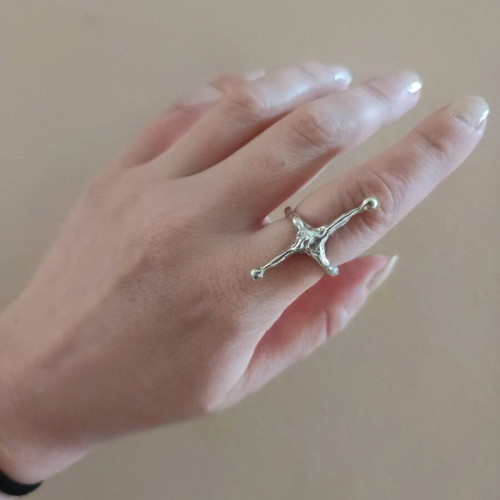 Silver 925 cross-shaped ring new