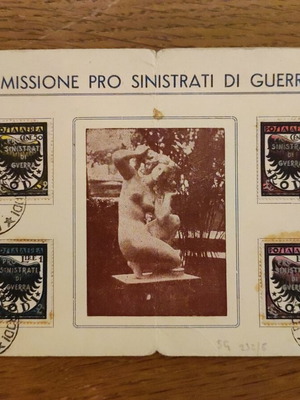 Commemorative card with Aphrodite and Italian German occupation stamps used