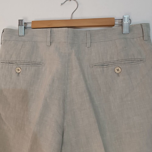 Leonardo men's suit 100% linen beige like new, jacket and trousers 50/44