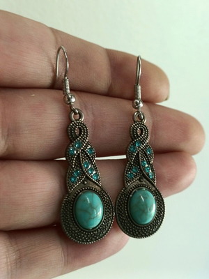 Vintage women's copper earrings with zircon new