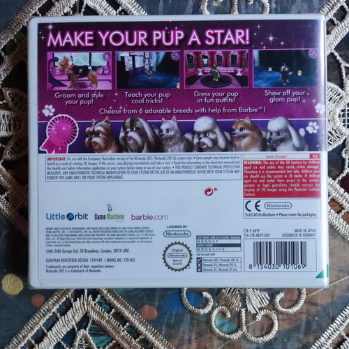 Barbie Groom and Glam Pups Nintendo 3DS game PAL European edition rare