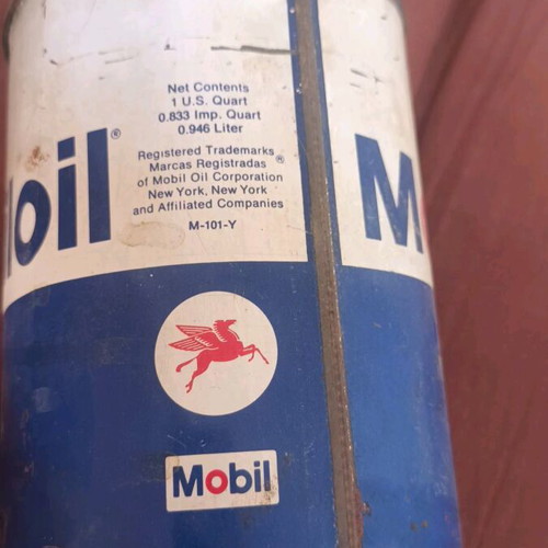 Mobil collectible empty tin box 80s used