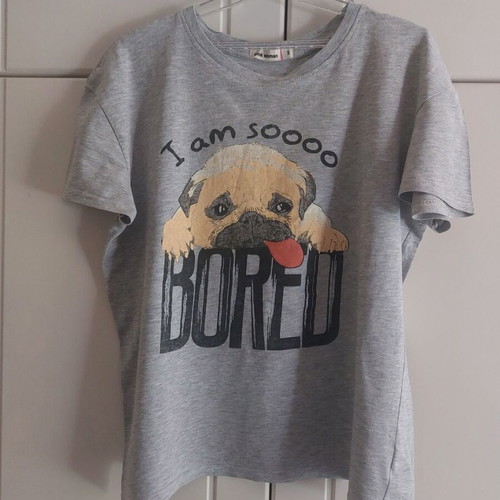 Pink Woman grey t-shirt used, size S, 100% cotton