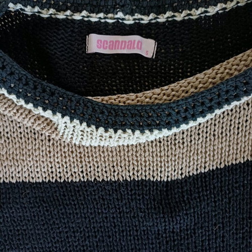 Scandalo cotton knit summer blouse like new, black and beige, size S/M