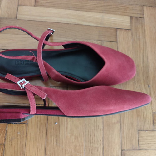 Pull & Bear leather slingback ballerinas, size 39, red