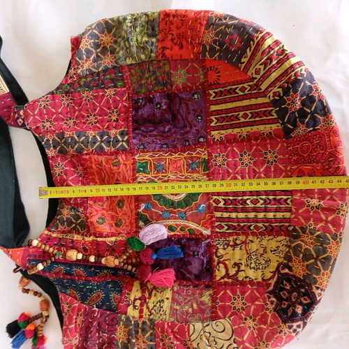 Patchwork cotton crossbody bag new, burgundy with patterns