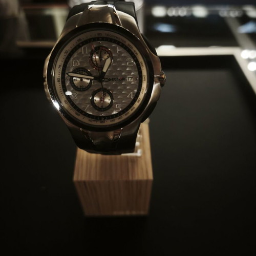 Sector 210 Chronograph men's watch, silver, rubber strap, NOS full set