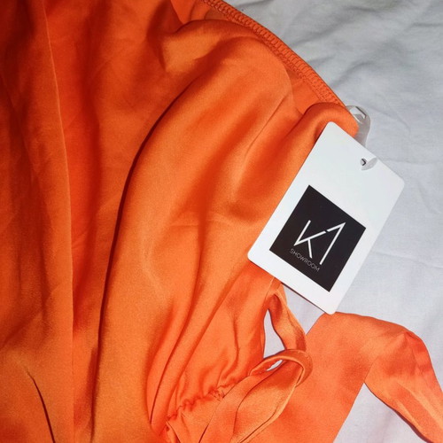 Women's dress new orange with belt and front slit