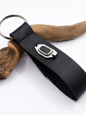 Personalized Goth Leather Keyfob made to order, handmade