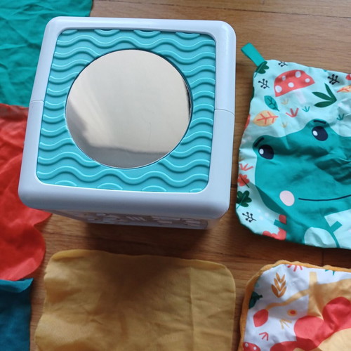 Activity box with scarves like new for babies from 3 months