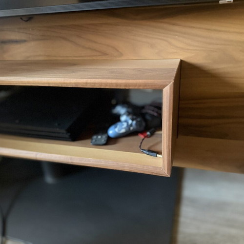 Milanode floor TV stand with solid wood, 140 cm length, 140 cm height