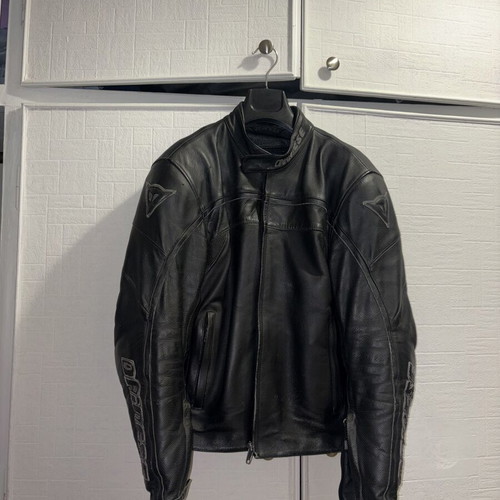 Dainese leather biker jacket used, size 50, black