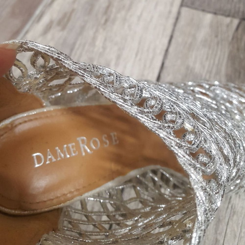 Silver women's sandals size 36, heel 7.5 cm, like new