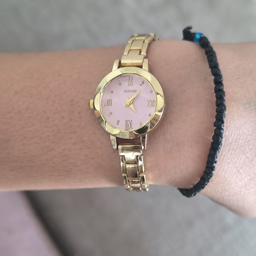 Quartz women's watch gold with pink dial, flawless condition