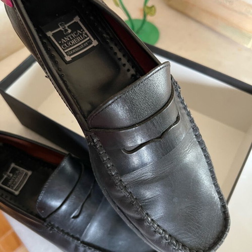 Antica Cuoria black leather men's moccasins used, size 42