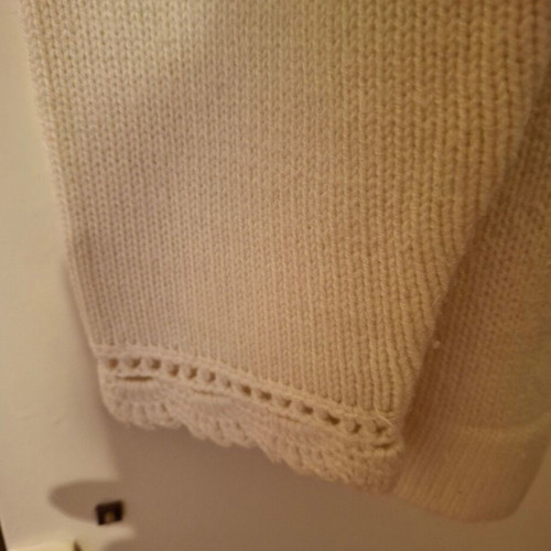 White wool cardigan with gold buttons, size M