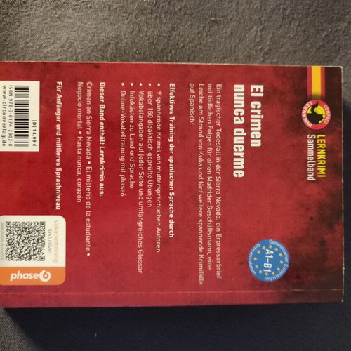 El crimen nunca duerme Spanish learning book like new, mystery stories