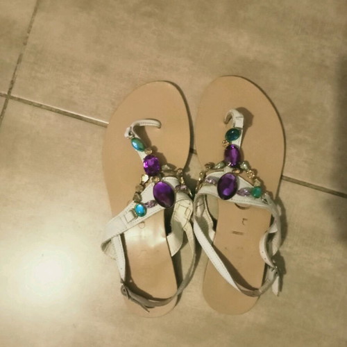 La Coquette flat sandals used, size 40, white