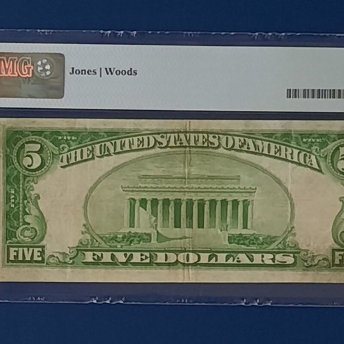 5 Dollars 1929 East Liverpool Ohio used, PMG 30