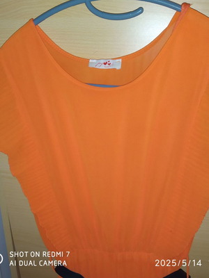 Pleated dress with belt new, orange