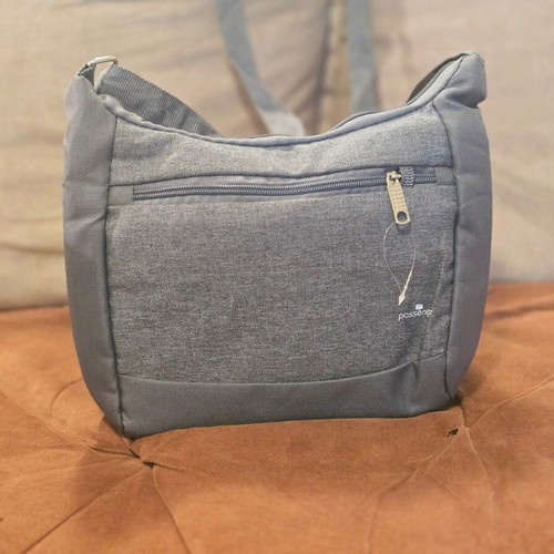 Passenger men's shoulder bag with RFID anti-theft protection, grey