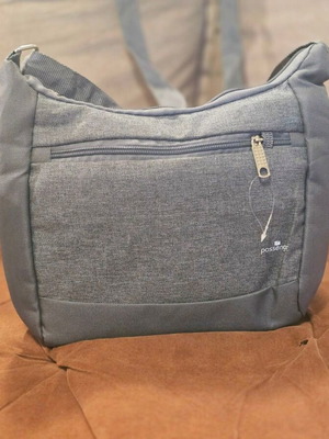 Passenger men's shoulder bag with RFID anti-theft protection, grey