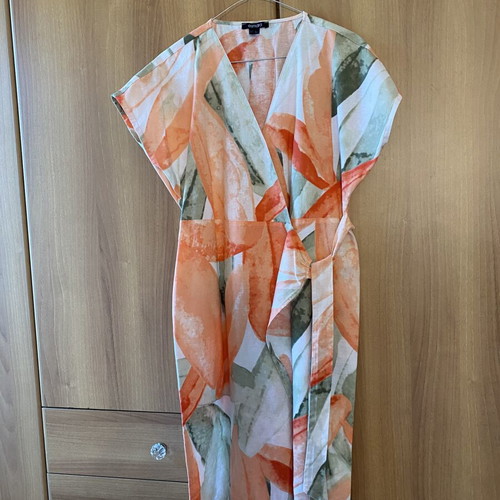 Esmara Linen Floral Dress new, orange and green