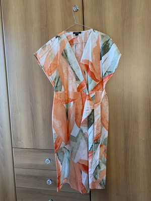 Esmara Linen Floral Dress new, orange and green