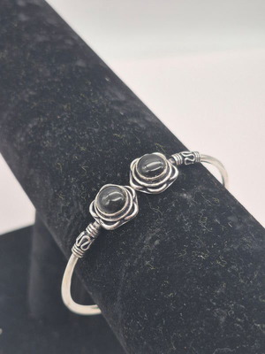 Black Tourmaline Silver Plated Adjustable Bracelet for Women