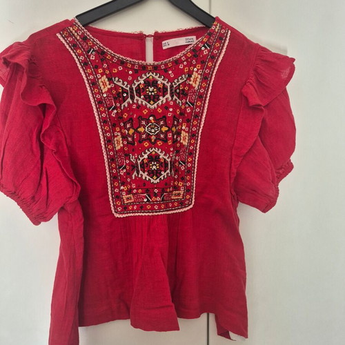 Sfera boho embroidered blouse like new, red