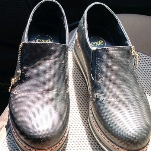 Exè slip on shoes used with gold zipper and thick sole size 38