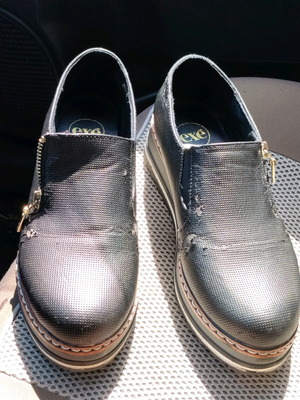 Exè slip on shoes used with gold zipper and thick sole size 38
