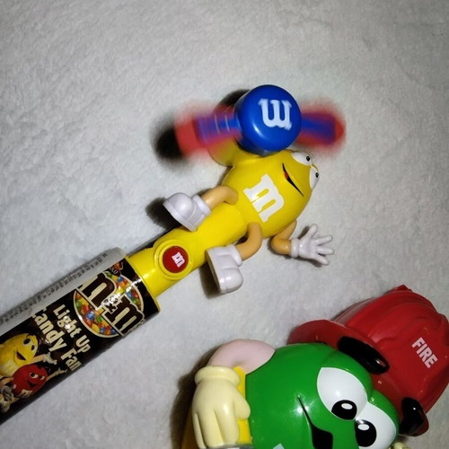 Vintage M&M's dispenser and light up candy fan set used
