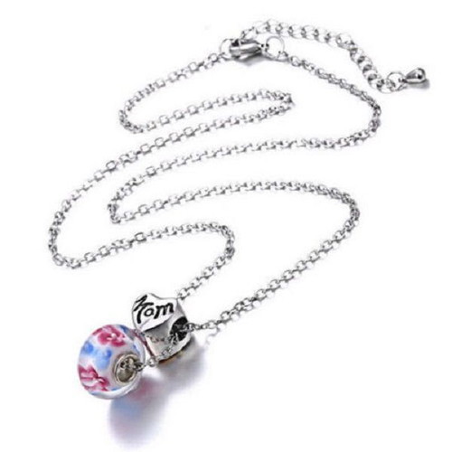 Mom Pendant Necklace with Murano Glass Bead like new