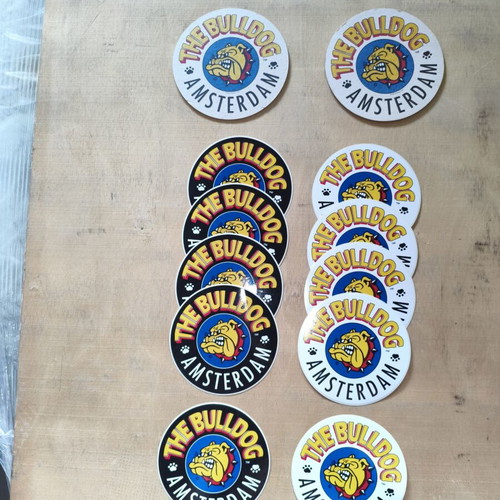 The Bulldog Amsterdam sticker set 10 pieces and 2 coasters new