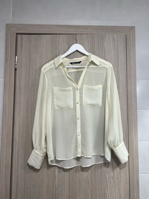 Zara transparent shirt like new, ecru, loose fit, size S