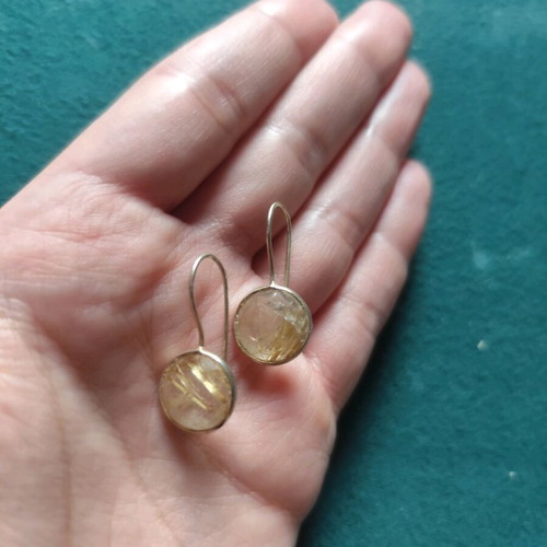 Silver gold-plated earrings with semi-precious stones like new