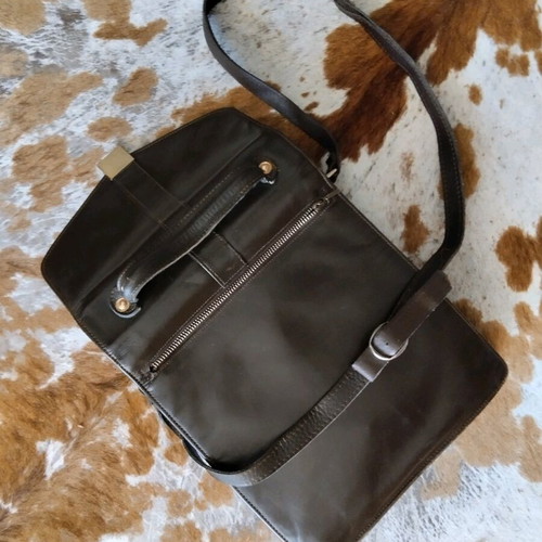 Vintage leather bag used, brown, quality with many compartments