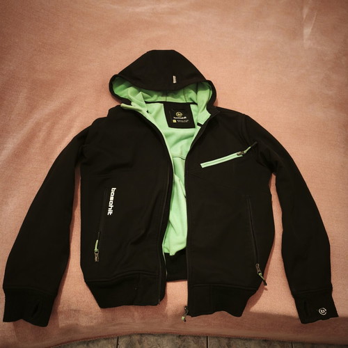 Softshell Bonded Bomber Jacket Basehit used, black and green, size L
