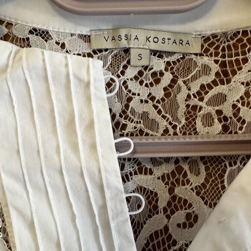Vassia Kostara lace shirt, size small, white